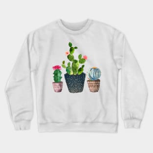 Watercolor hand painted Cactus trio Crewneck Sweatshirt